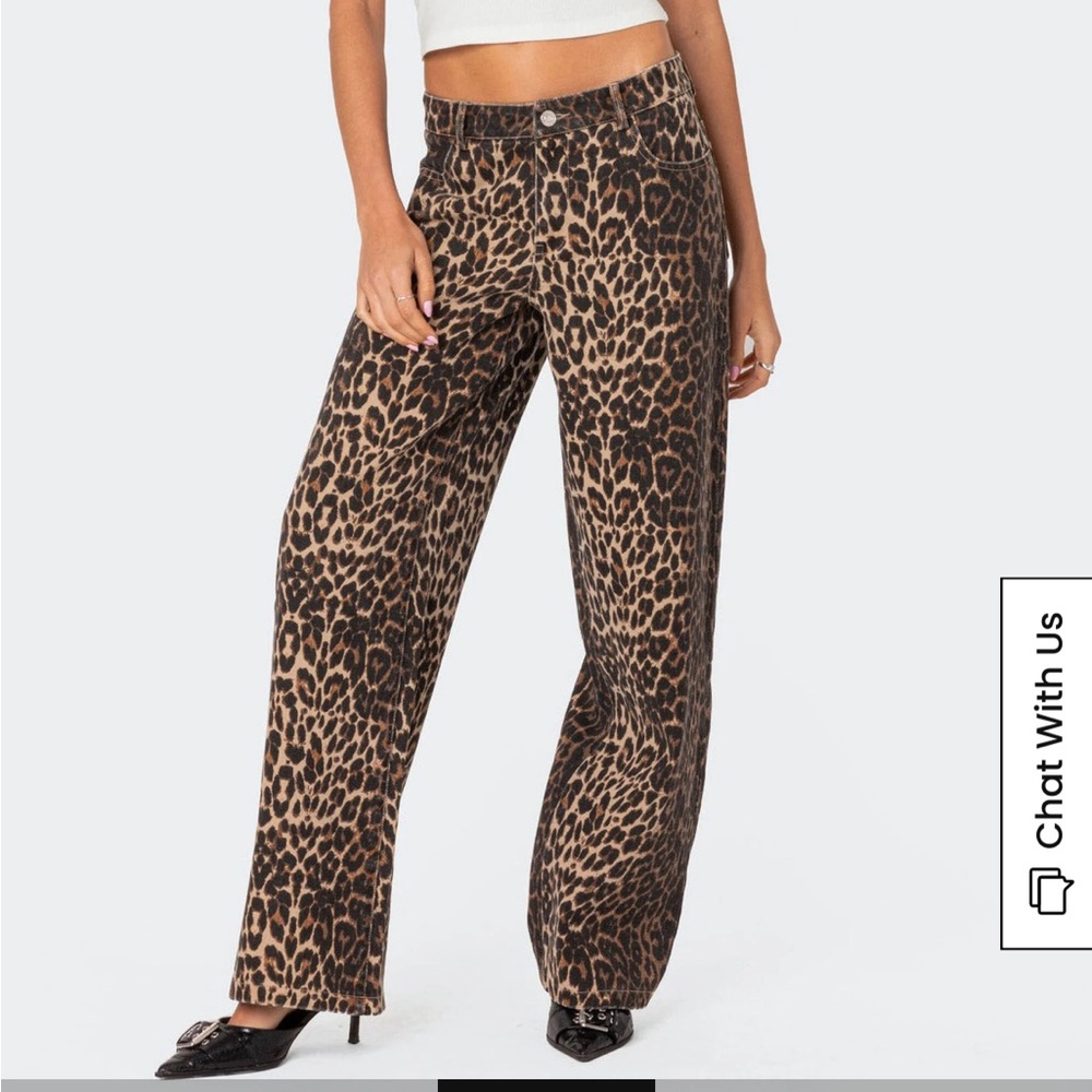 Edikted Tan Leopard Print Pants NWT